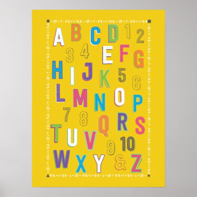 ABC 123 Classroom Educational Decor - Yellow (Front)