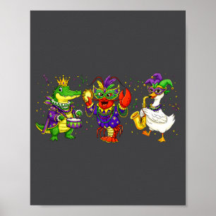 Abc Alligator Brown Crawfish Louisiana Mardi Gras Poster