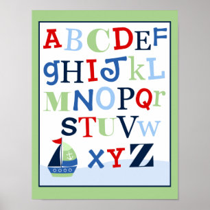 ABC Alphabet Art Print Little Skipper Sailboat