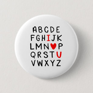 Abc Alphabet I Love You Englieacher Valentines 6 Cm Round Badge