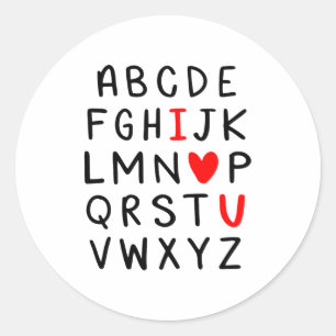 Abc Alphabet I Love You Englieacher Valentines  Classic Round Sticker