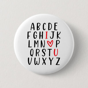 Abc Alphabet I Love You English Teacher Valentines 6 Cm Round Badge