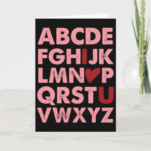 Abc Alphabet I Love You English Teacher Valentines Card