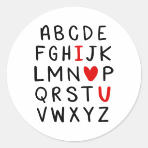 Abc Alphabet I Love You English Teacher Valentines Classic Round Sticker