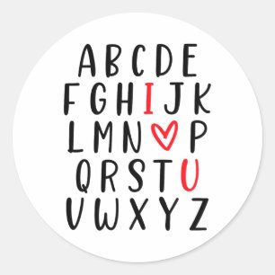Abc Alphabet I Love You English Teacher Valentines Classic Round Sticker