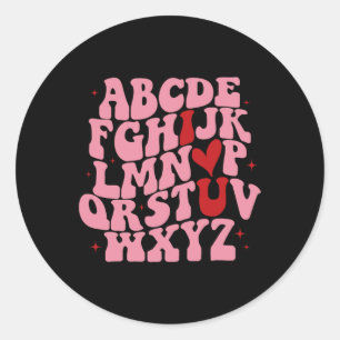 Abc Alphabet I Love You English Teacher Valentines Classic Round Sticker