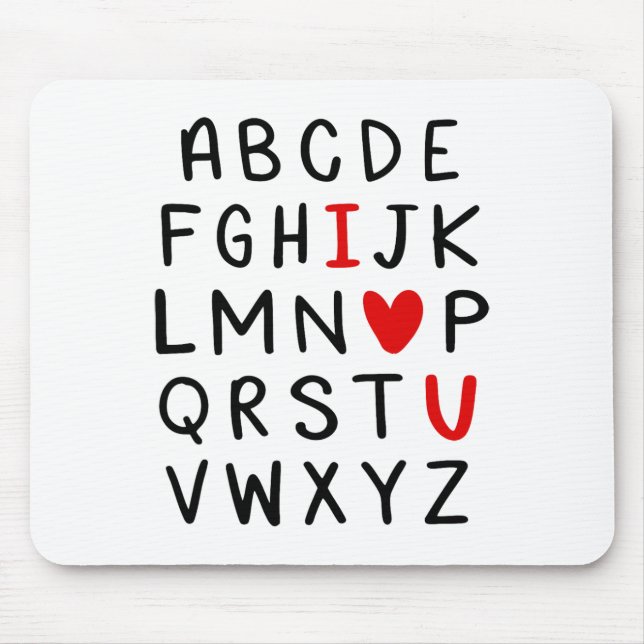 Abc Alphabet I Love You English Teacher Valentines Mouse Pad (Front)