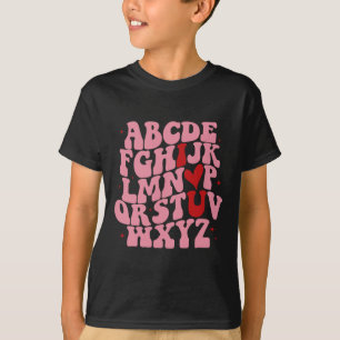 Abc Alphabet I Love You English Teacher Valentines T-Shirt