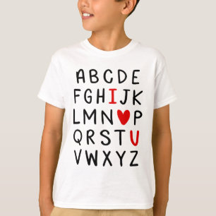 Abc Alphabet I Love You English Teacher Valentines T-Shirt