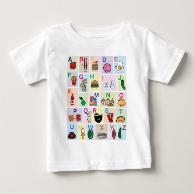 ABC Alphabet learning letters happy foods learn Baby T-Shirt (Front)