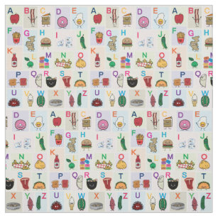 ABC Alphabet learning letters happy foods learn Fabric