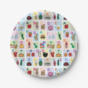 ABC Alphabet learning letters happy foods learn Paper Plate