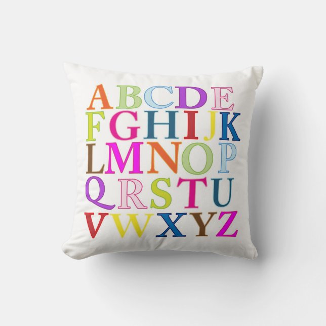 ABC Alphabet Letters Colourful Bright Decor Pillow (Front)