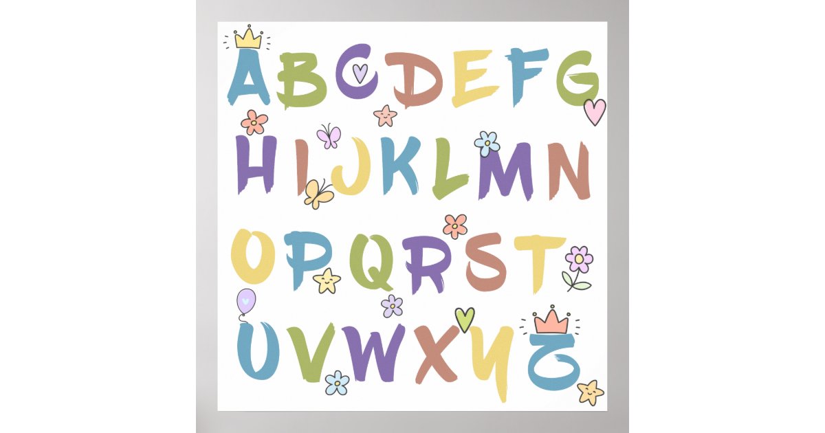 ABC Alphabet Nursery or Kids Room Poster | Zazzle.co.nz