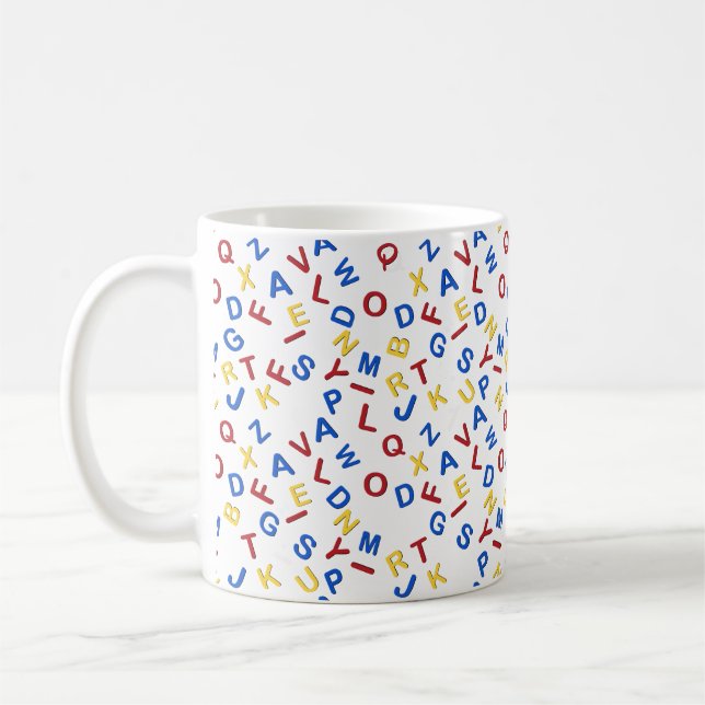 ABC Alphabet Red Yellow Blue Coffee Mug (Left)