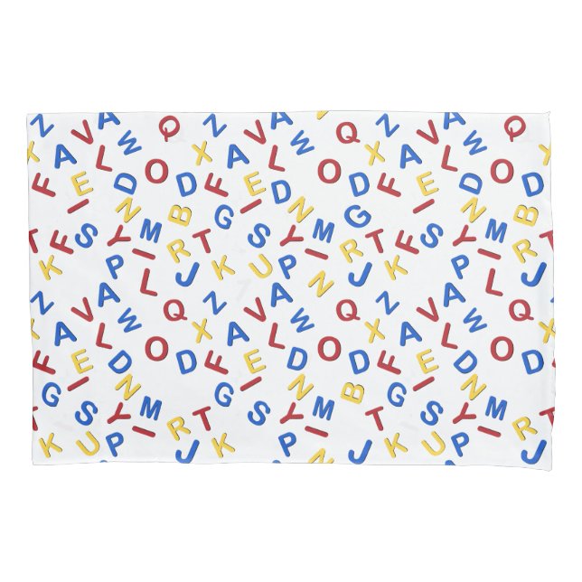 ABC Alphabet Red Yellow Blue  Pillowcase (Front-Left)