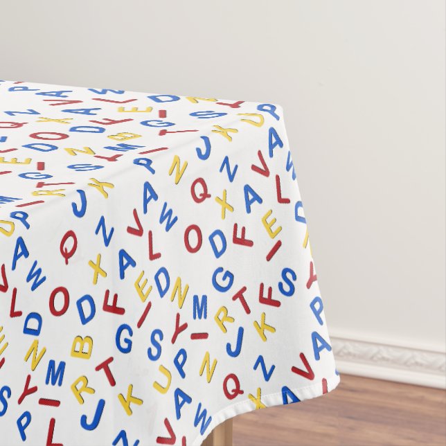 ABC Alphabet Red Yellow Blue Tablecloth (In Situ)