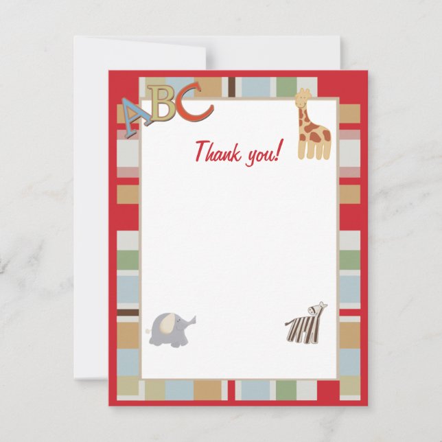 ABC Alphabet Soup Jungle Thank you notes (Front)