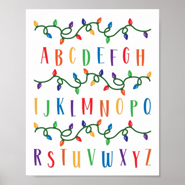 ABC Alphabet Wall christmas lights Poster (Front)