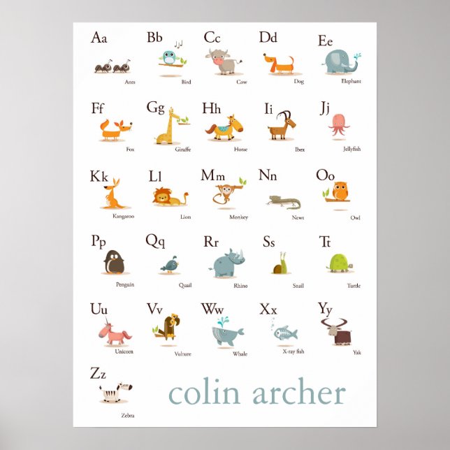 ABC Animal Nursery Print (Front)