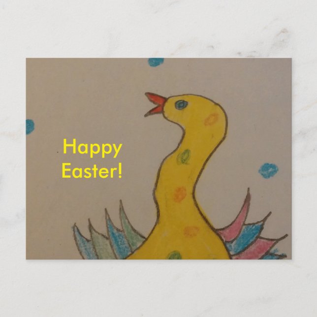 #ABC Art by Children, Easter Duck Holiday Postcard (Front)