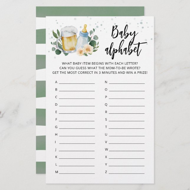 ABC Baby Alphabet Game Greenery Baby Is Brewing  (Front/Back)