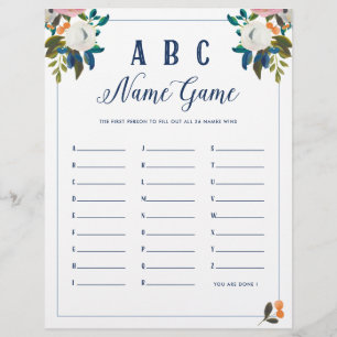 ABC Baby Name Shower Game