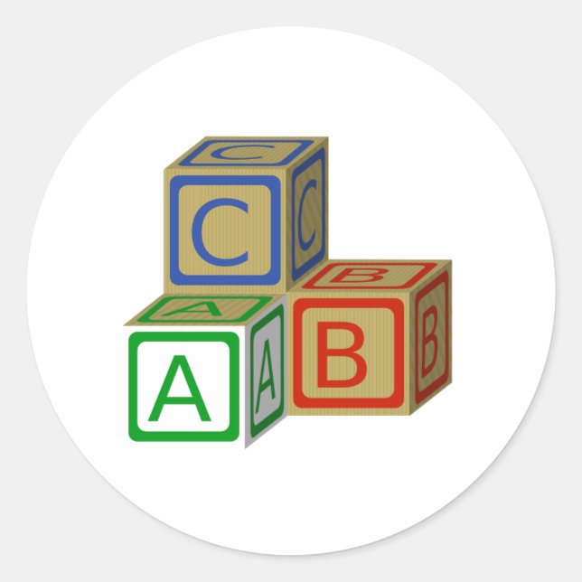 ABC Blocks Classic Round Sticker (Front)