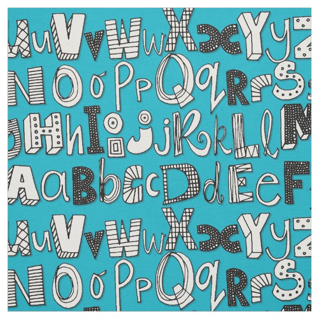 ABC blue Fabric (Swatch)