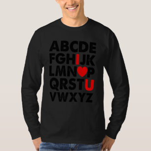 ABC Chalk Alphabet I Love You English Teacher Vale T-Shirt