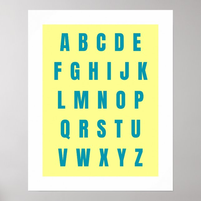 ABC Chart, A to Z Poster, Nursery Room Wall Art (Front)