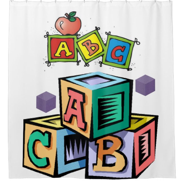 abc children's showercurtain white shower curtain (Front)