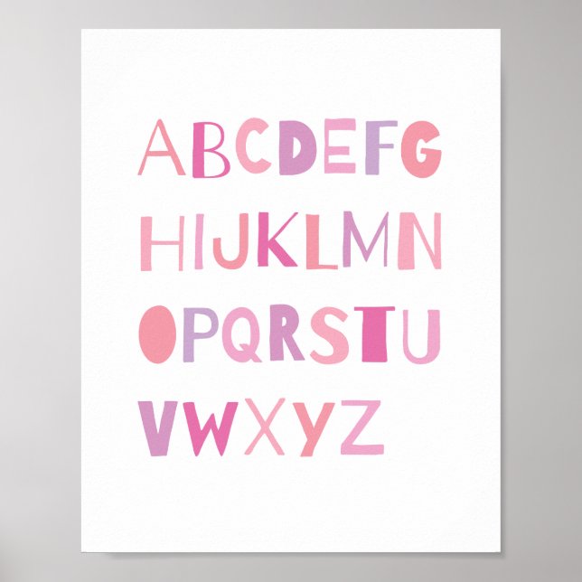 ABC Colorful Alphabet Nursery Art Decor | Girl (Front)