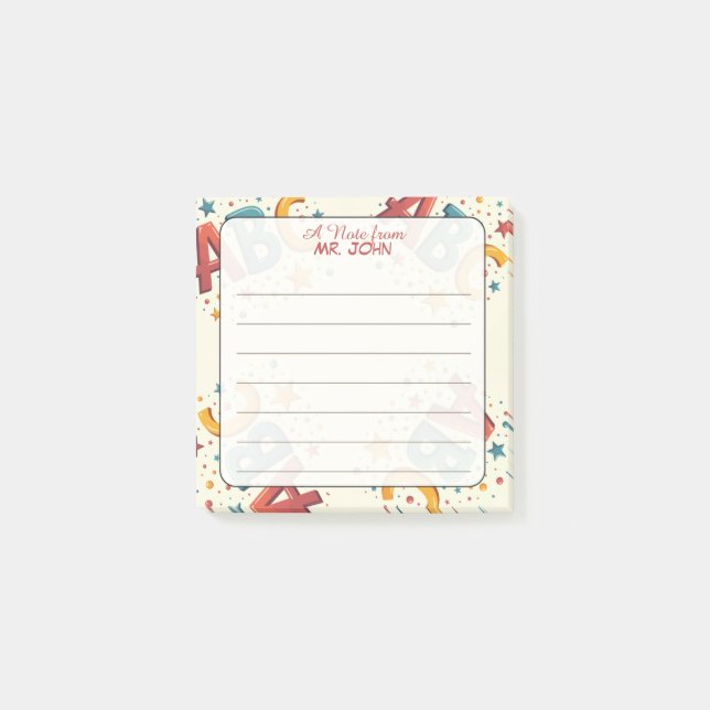 ABC Colourful "A Note From" Personalised Teacher (Front)