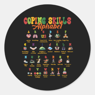 Abc Coping Skills Alphabet Mental Health Awareness Classic Round Sticker