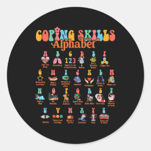 Abc Coping Skills Alphabet Self Care Mental Health Classic Round Sticker
