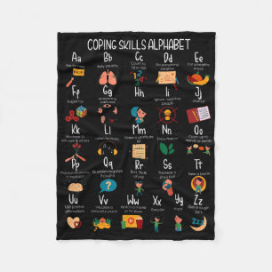Abc Coping Skills Alphabet Self Care Mental Health Fleece Blanket