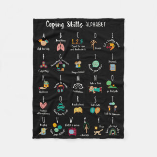 Abc Coping Skills Alphabet Self Care Mental Health Fleece Blanket