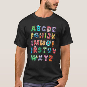 Abc Cute Monster Alphabet Halloween Teacher Costum T-Shirt