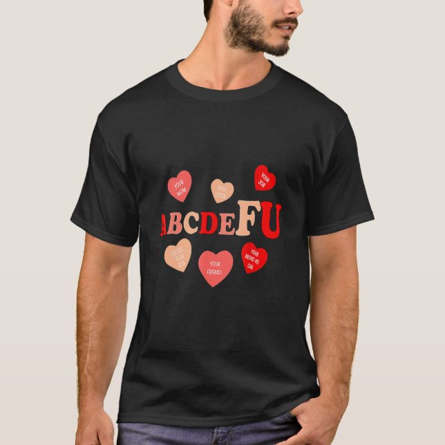ABC.DE.FU Valentines retro funny hearts valentine  T-Shirt (Front)