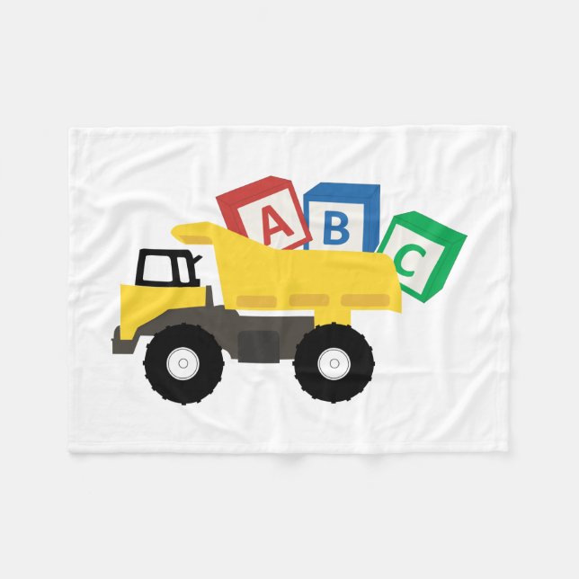 ABC Dump Truck Construction Trucks Fleece Blanket (Front (Horizontal))