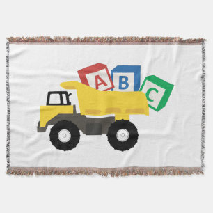 ABC Dump Truck Construction Trucks Throw Blanket