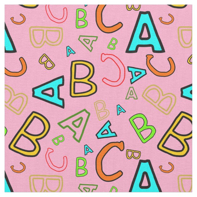 ABC Fun Learning Pattern on Pink Fabric (Close Up)