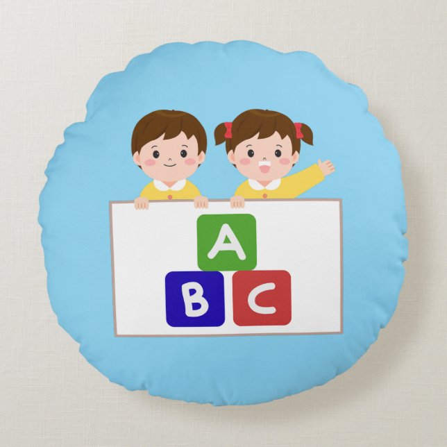 ABC Fun with Friends Round Cushion (Front)