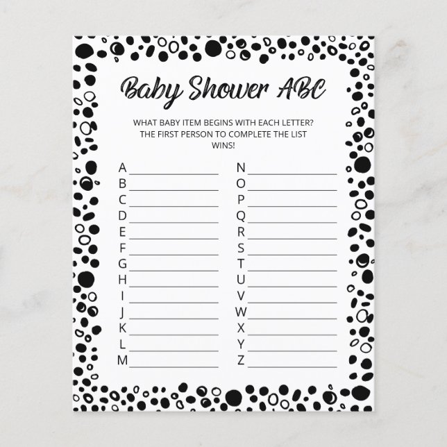 ABC Game | Minimalistic Simple Baby Shower Game (Front)