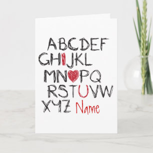 ABC I Heart You Personalised Card