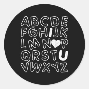 Abc I Love You Alphabet Teachers Day Valentines Da Classic Round Sticker