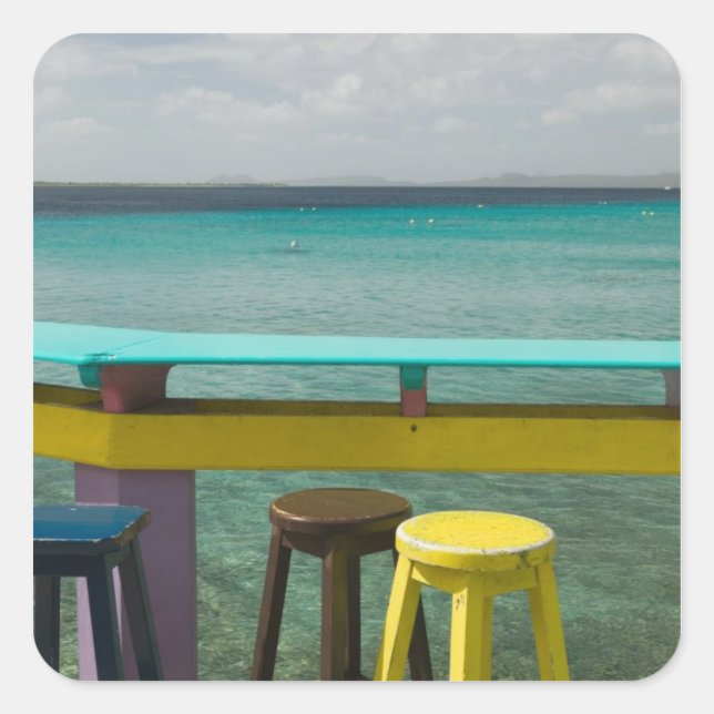 ABC Islands, BONAIRE, Kralendijk: Ocean View Square Sticker (Front)