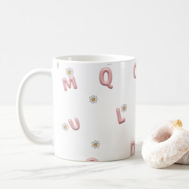 ABC kindergarten daisy Balloon student school Coffee Mug (With Donut)