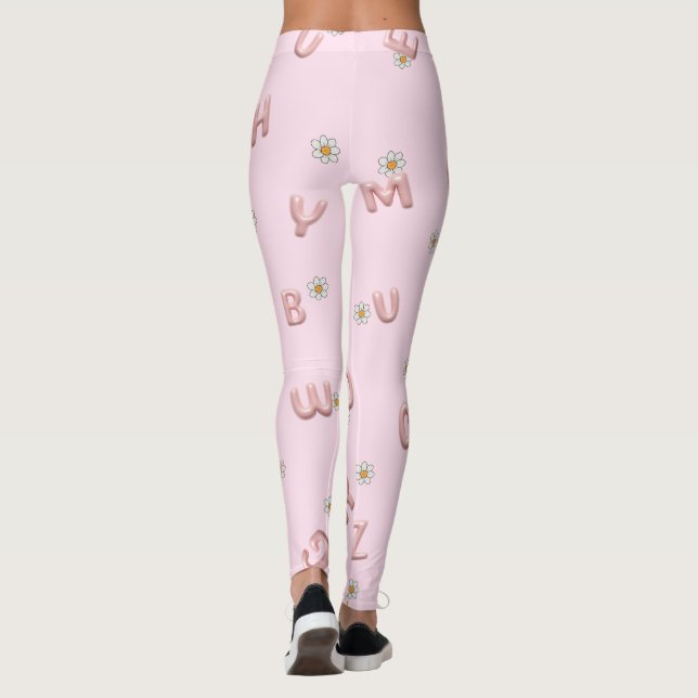 ABC Letter flower Balloon student Back to school Leggings (Back)